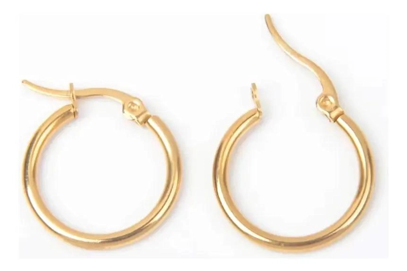 PENDIENTES ARGOLLA CLIP BAÑADOS EN ORO 18KT DE DISEÑO FINO - 4