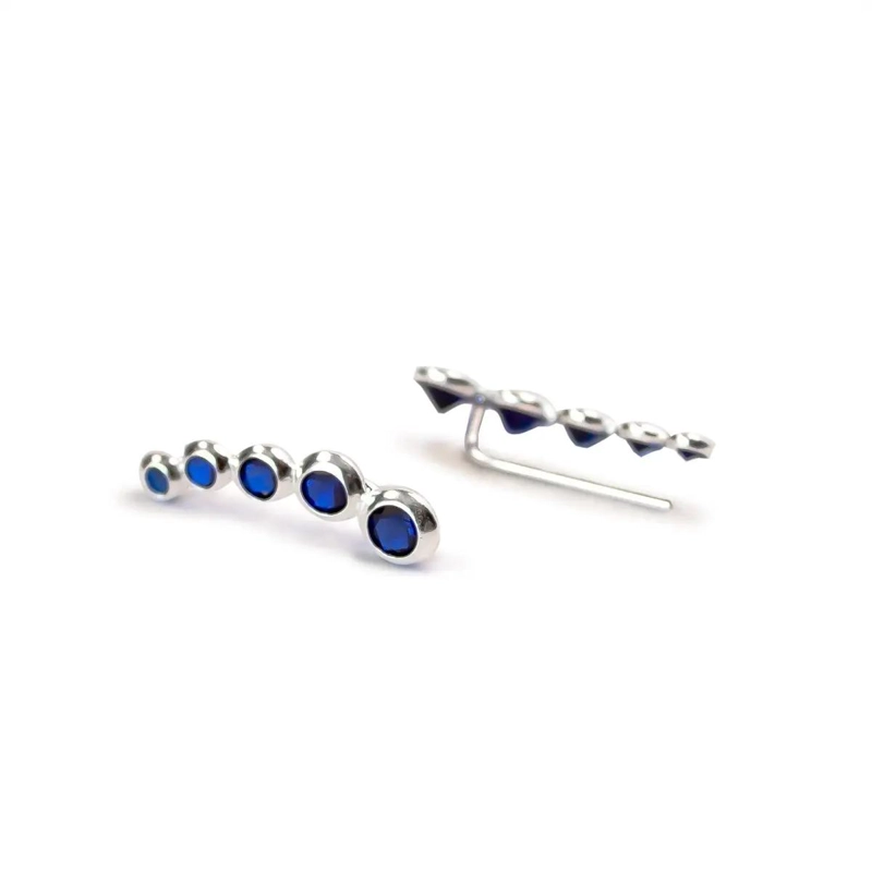 AROS TREPADORES CON CIRCONES AZULES EN PLATA FINA 925 - 1