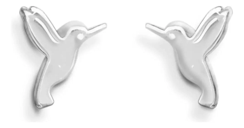 AROS DELICADOS CON DISEÑO DE COLIBRI EN PLATA FINA 925 - 1