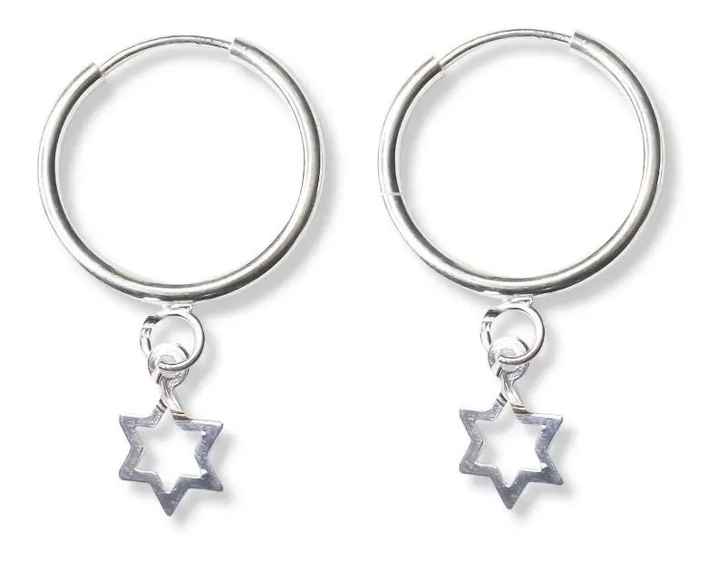 AROS ARGOLLA CON COLGANTE DE ESTRELLA EN PLATA FINA 925 - 1