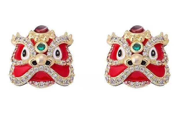 AROS DECORATIVOS CON DISEÑO DE LEON ROJO ESTILO CHINO - 1