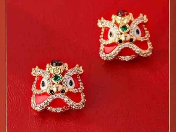AROS DECORATIVOS CON DISEÑO DE LEON ROJO ESTILO CHINO - 2