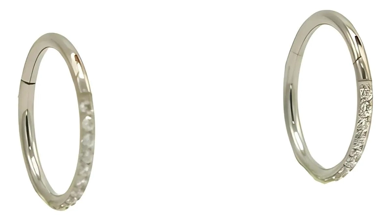 ARGOLLAS DE TITANIO CON ZIRCONIA PLATEADA DE 10 MM Y CALIBRE 16G - 4