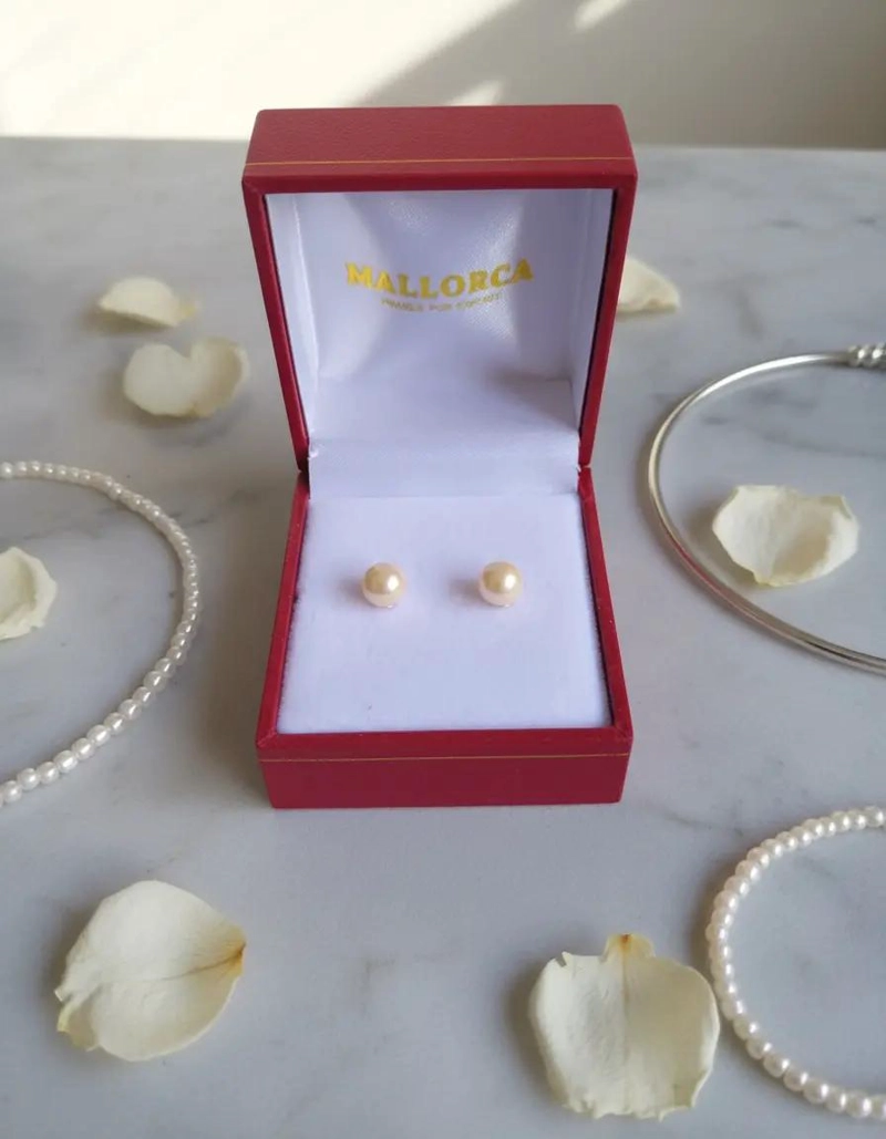 AROS DE PERLAS NATURALES DE MALLORCA EN PLATA 6MM CON DISEÑO ELEGANTE - 2