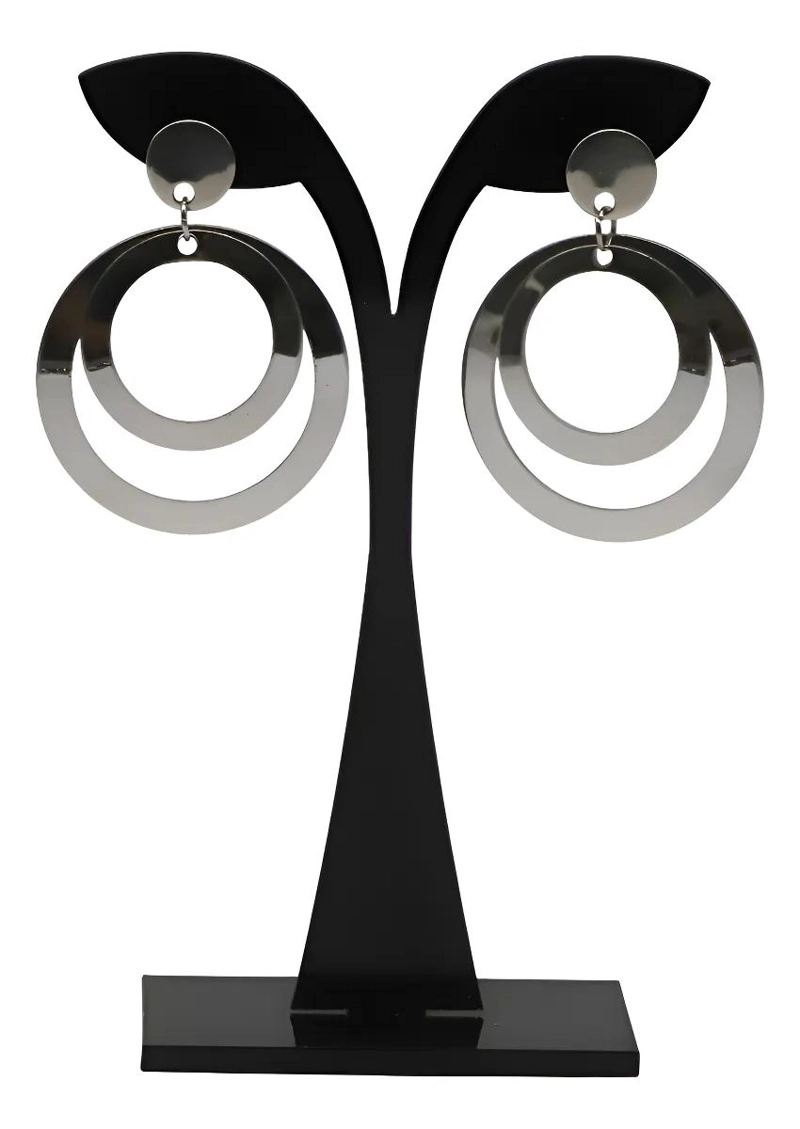 AROS COLGANTES CON DISEÑO DE ARGOLLAS EN ACERO QUIRURGICO - 2