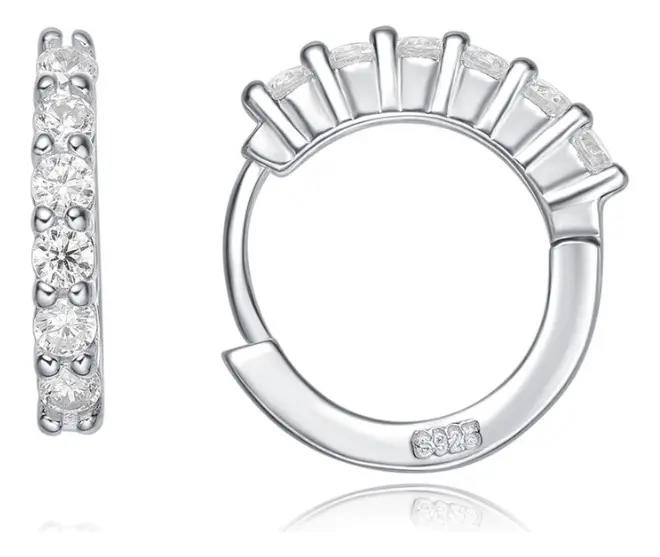 AROS MINI ARGOLLAS DE PLATA PARA MUJER DISEÑO ELEGANTE Y MODERNO - 1