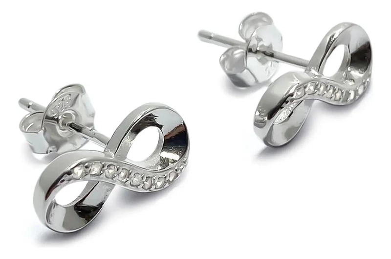 AROS CON DISEÑO INFINITO Y CIRCONES EN PLATA FINA 925 - 1