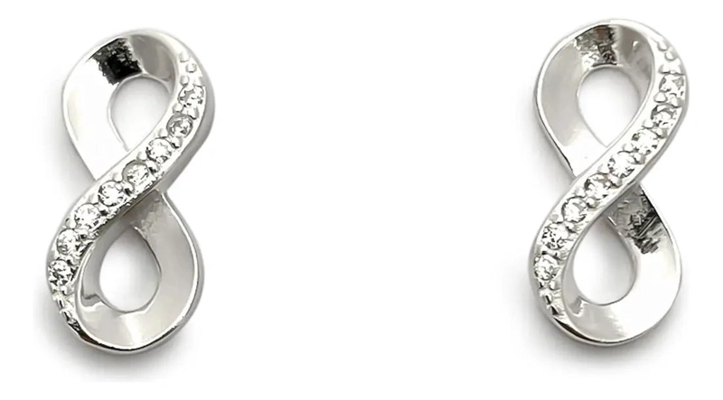AROS CON DISEÑO INFINITO Y CIRCONES EN PLATA FINA 925 - 2