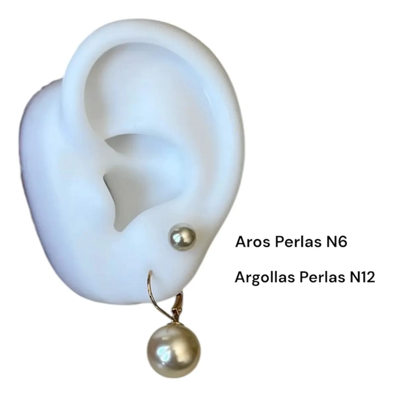 SET DE AROS CON PERLAS DE 6MM Y ARGOLLAS DE 12MM EN EMPAQUE PREMIUM - 2