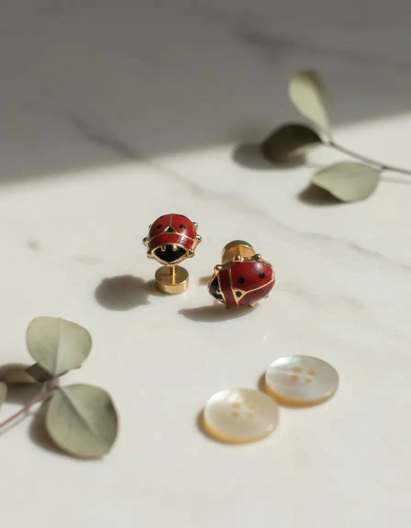AROS DE ORO CON DISEÑO ESMALTADO EN ESTILO CHINITAS - 1