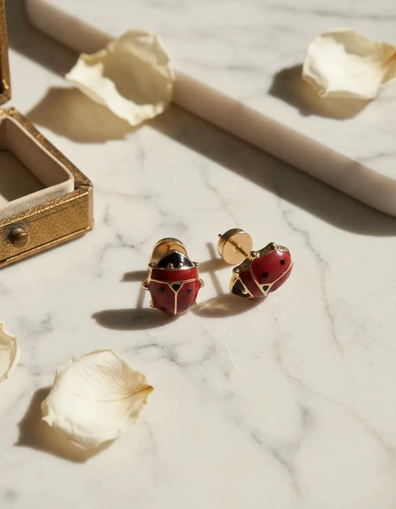 AROS DE ORO CON DISEÑO ESMALTADO EN ESTILO CHINITAS - 2