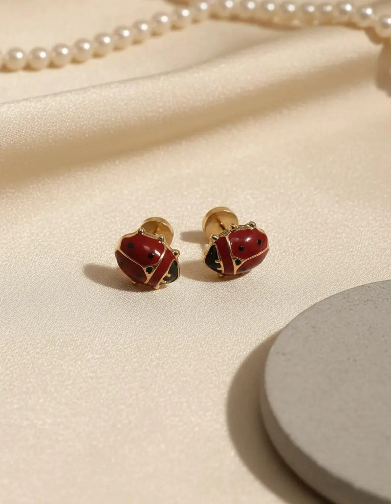 AROS DE ORO CON DISEÑO ESMALTADO EN ESTILO CHINITAS - 3
