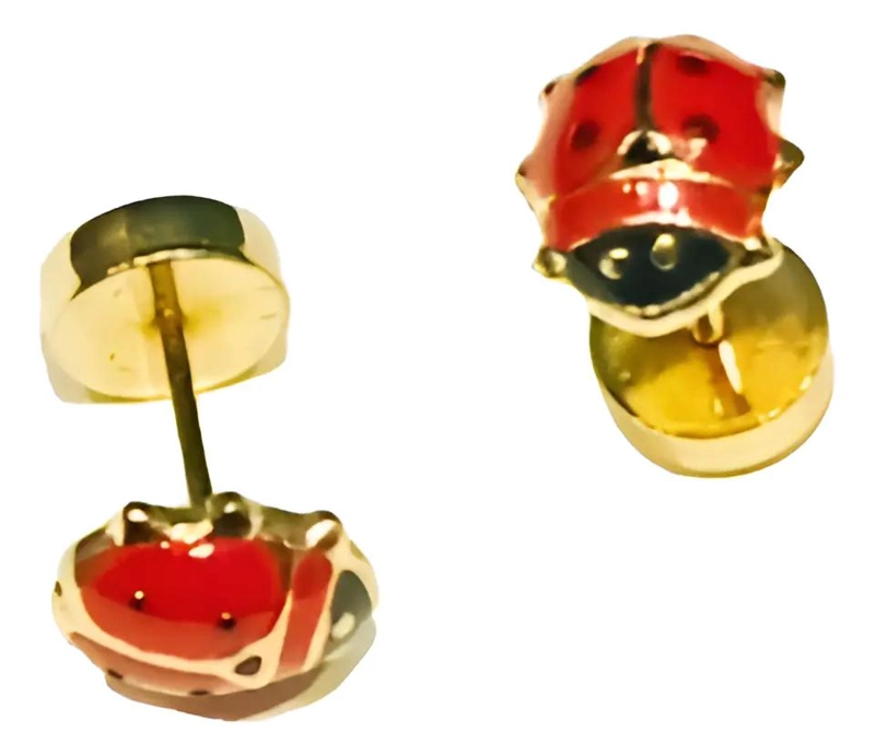 AROS DE ORO CON DISEÑO ESMALTADO EN ESTILO CHINITAS - 4