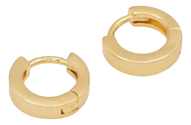 ARGOLLAS HUGGIE DORADAS GRUESAS CON ENCHAPE DE ORO 18K HIPOALERGE NICAS - 2