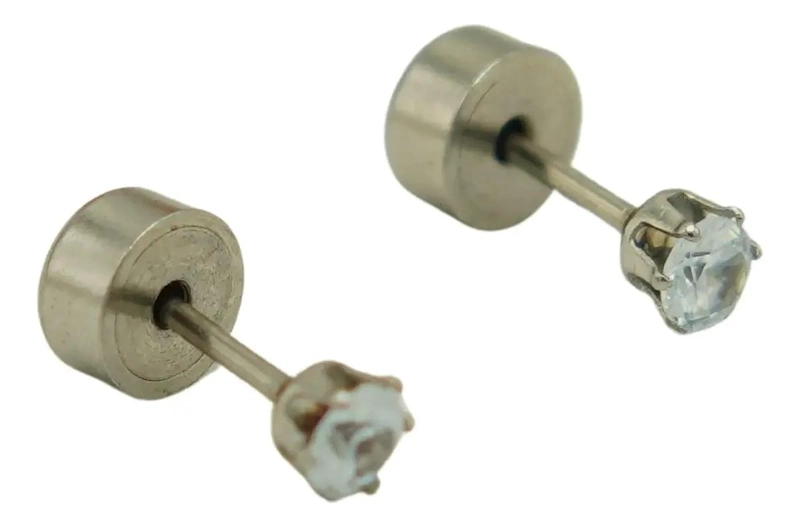 AROS ABRIDORES CON PIEDRA DE ZIRCONIA DE 3MM EN ACERO PLATEADO - 1