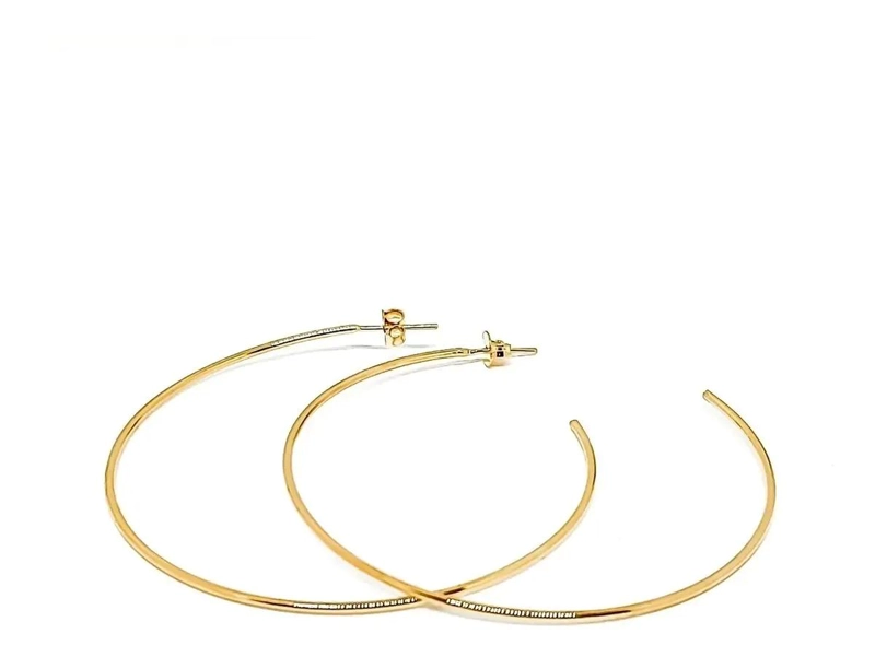 AROS ARGOLLAS GRANDES DE 60MM CON ACABADO EN ORO 18K - 2