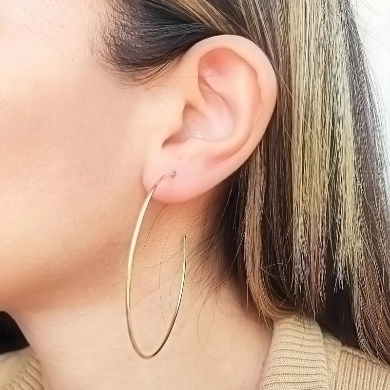 AROS ARGOLLAS GRANDES DE 60MM CON ACABADO EN ORO 18K - 3