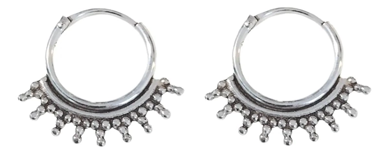 AROS ARGOLLA E TNICA CON DISEÑO DE PUNTITOS EN PLATA FINA 925 - 1