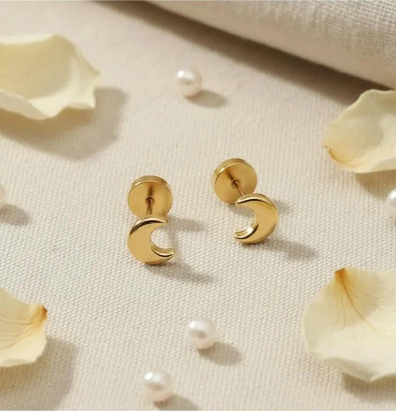 AROS DE ORO CON DISEÑO DE LUNITA Y TAMAÑO DE 5 MILIMETROS - 1