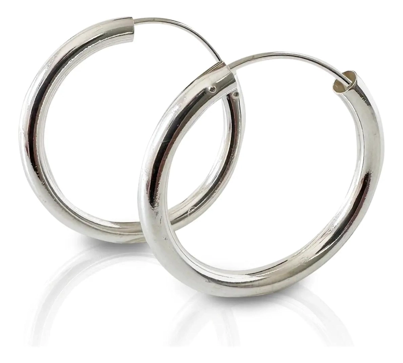 AROS ARGOLLA DE PLATA FINA 925 CON DISEÑO CLASICO Y ELEGANTE - 2