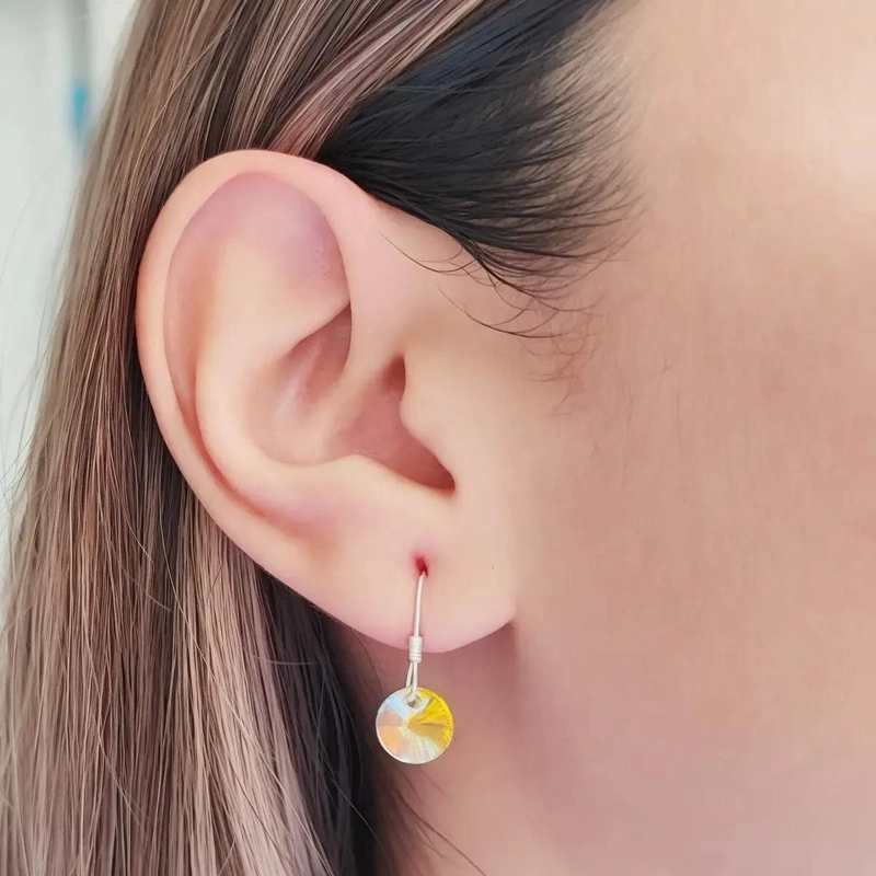 AROS CON CRISTAL AUSTRIACO AURORE BOREALE EN PLATA FINA 925 - 1