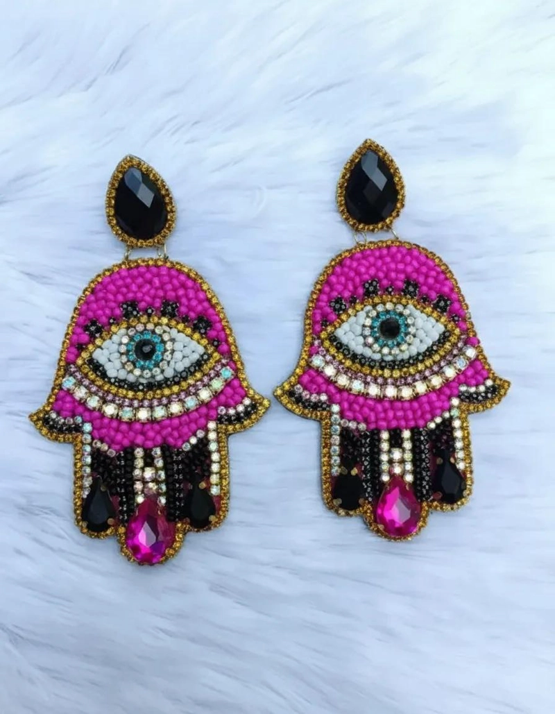 AROS DELICADOS CON DISEÑO DE MANO Y DETALLES EN STRASS BRILLANTES - 3