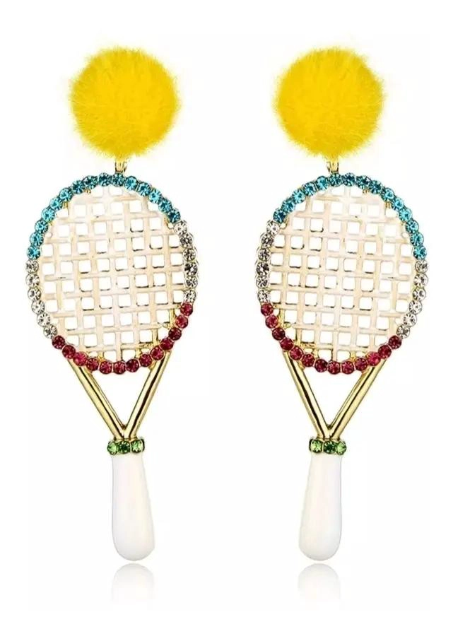ARETES CON DISEÑO DE RAQUETA DE TENIS EN METAL LIGERO - 1