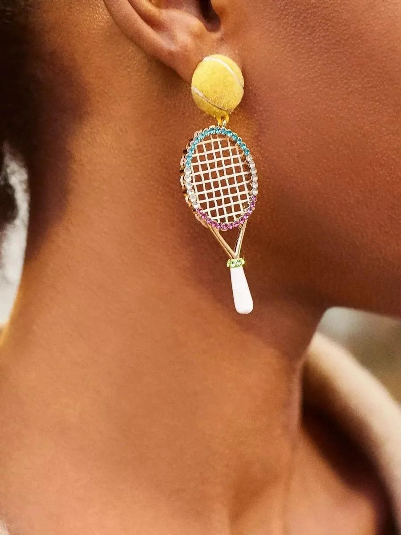 ARETES CON DISEÑO DE RAQUETA DE TENIS EN METAL LIGERO - 2
