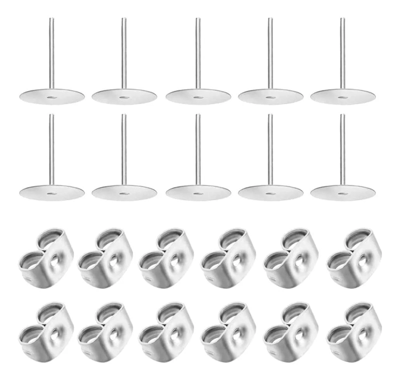 SET DE 100 BASES PARA AROS CON TORNILLOS DE ACERO INOXIDABLE PARA BISUTERIA - 1
