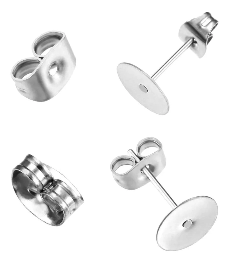 SET DE 100 BASES PARA AROS CON TORNILLOS DE ACERO INOXIDABLE PARA BISUTERIA - 2