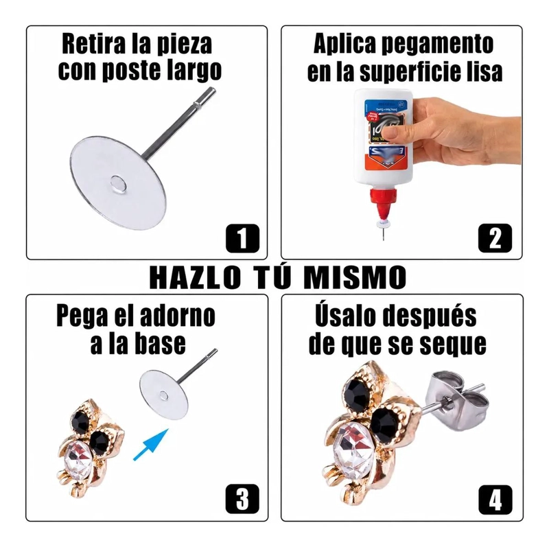 SET DE 100 BASES PARA AROS CON TORNILLOS DE ACERO INOXIDABLE PARA BISUTERIA - 3