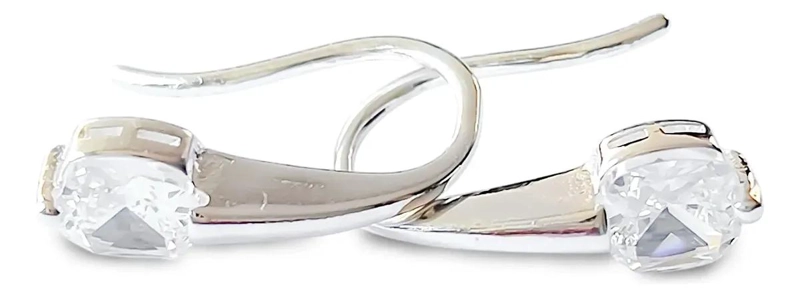 AROS DE GANCHO CON CIRCON CUADRADO BLANCO EN PLATA FINA 925 - 2