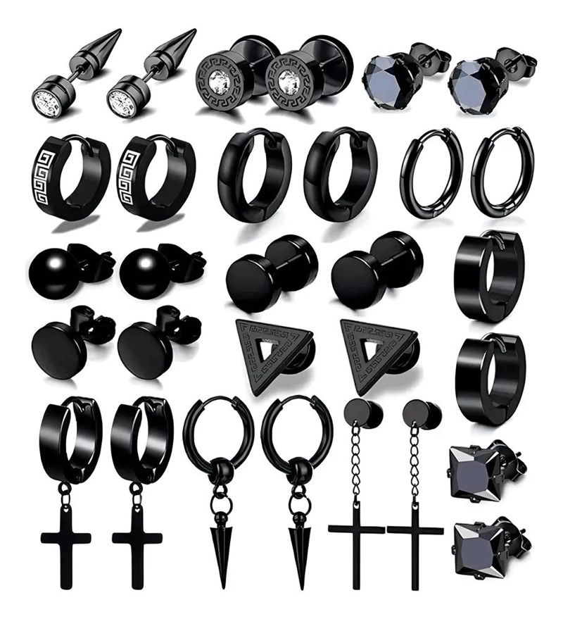 SET DE 15 PARES DE AROS COLGANTES PARA PIERCING Y OREJAS - 1