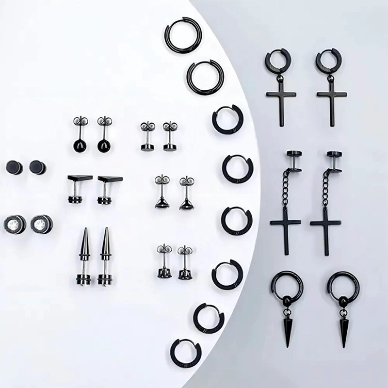 SET DE 15 PARES DE AROS COLGANTES PARA PIERCING Y OREJAS - 3