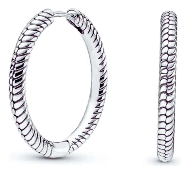 AROS DE PLATA 925 CON DISEÑO DE ARGOLLA TRENZADA DE 24 MM - 1
