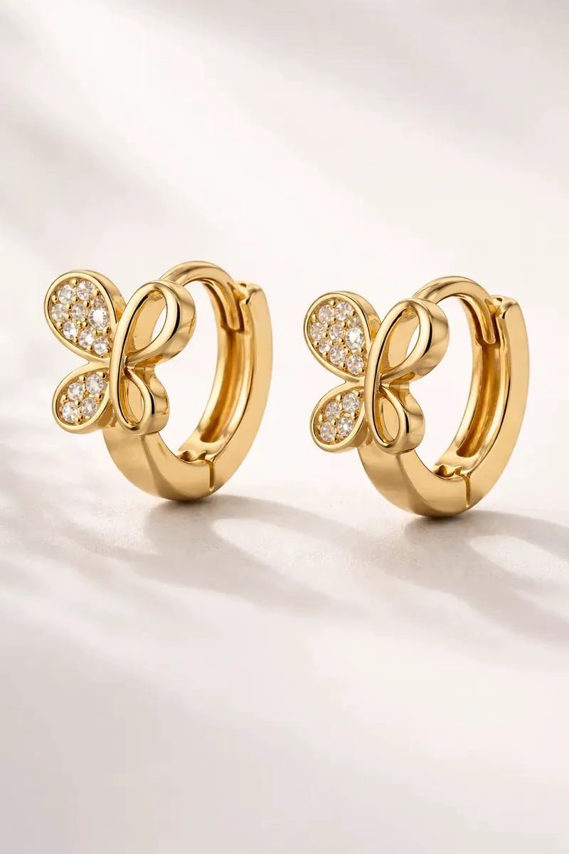 PENDIENTES PEQUEÑOS DE ACERO INOXIDABLE CON DISEÑO DE MARIPOSA - 3
