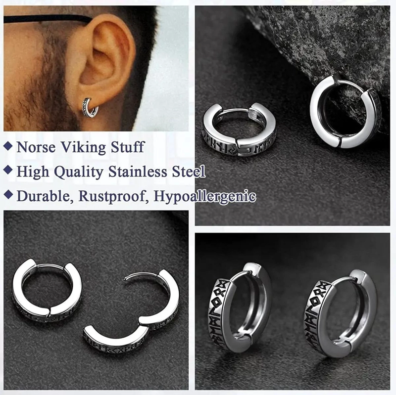 PENDIENTES DE ARO PARA HOMBRE SET DE 2 PIEZAS ELEGANTES Y MODERNOS - 2