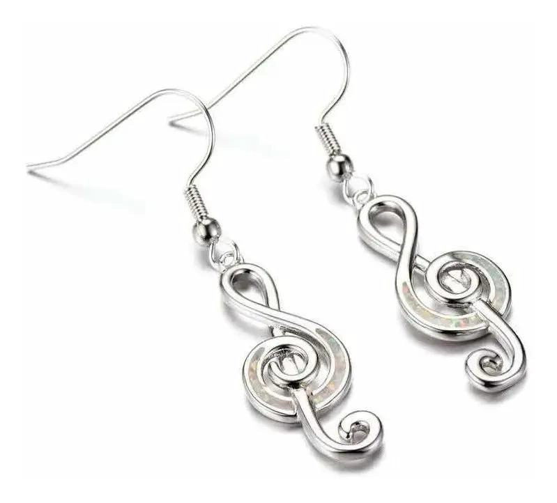 AROS PARA MUJER CON DISEÑO DE LLAVE DE SOL EN METAL - 2