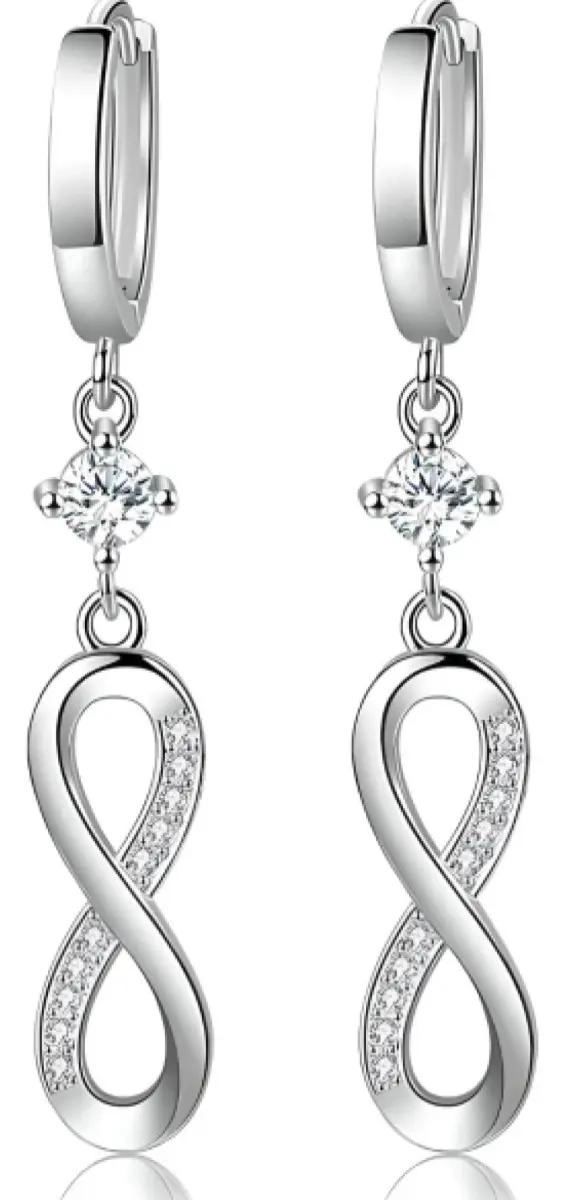 AROS COLGANTES DE PLATA 925 CON ZIRCONIA CUBICA PARA MUJER - 1