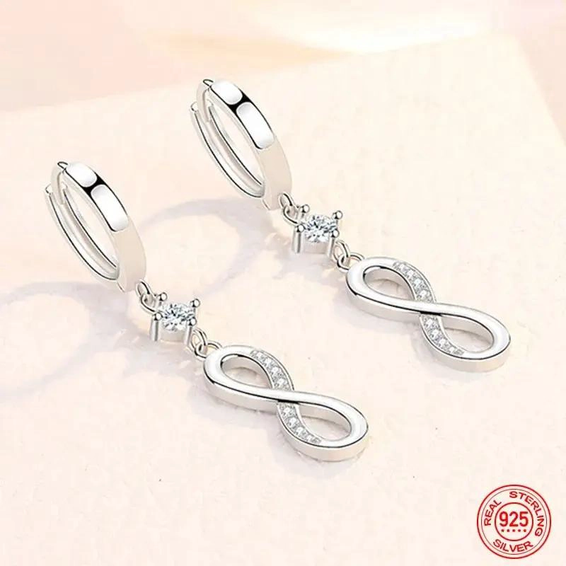 AROS COLGANTES DE PLATA 925 CON ZIRCONIA CUBICA PARA MUJER - 5