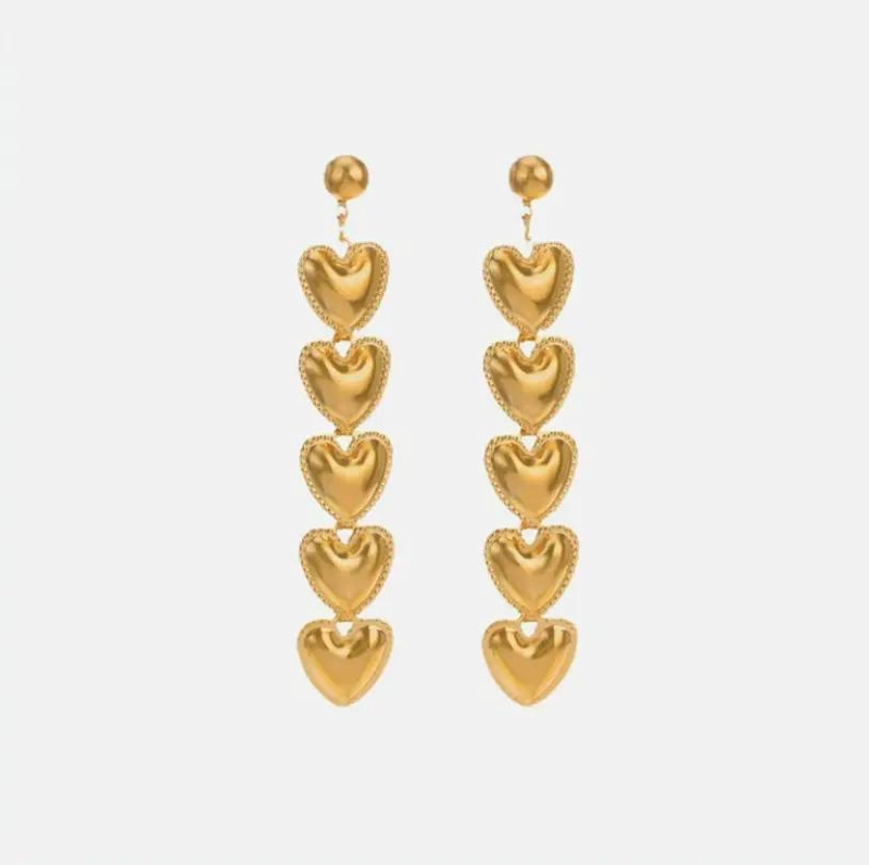 AROS COLGANTES CON DISEÑO DE CORAZON EN ACERO INOXIDABLE PARA MUJER - 1