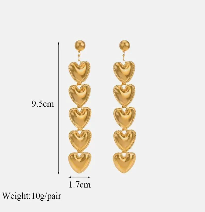 AROS COLGANTES CON DISEÑO DE CORAZON EN ACERO INOXIDABLE PARA MUJER - 2