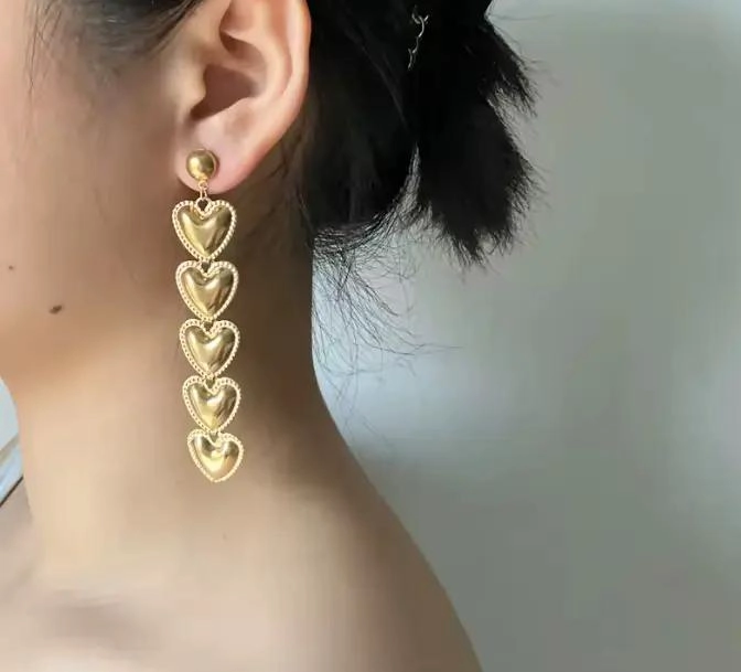 AROS COLGANTES CON DISEÑO DE CORAZON EN ACERO INOXIDABLE PARA MUJER - 3