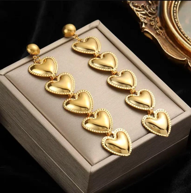 AROS COLGANTES CON DISEÑO DE CORAZON EN ACERO INOXIDABLE PARA MUJER - 4