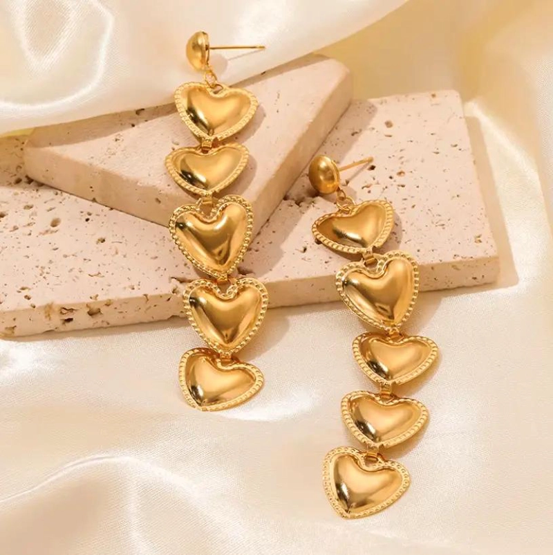 AROS COLGANTES CON DISEÑO DE CORAZON EN ACERO INOXIDABLE PARA MUJER - 5