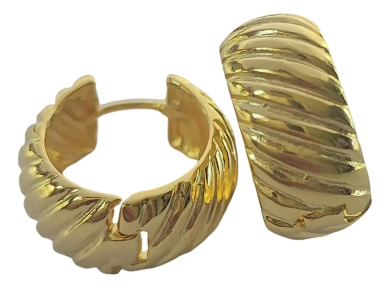 AROS ARGOLLA DE 18 MM CON ACABADO ENCHAPADO EN ORO 18K - 2