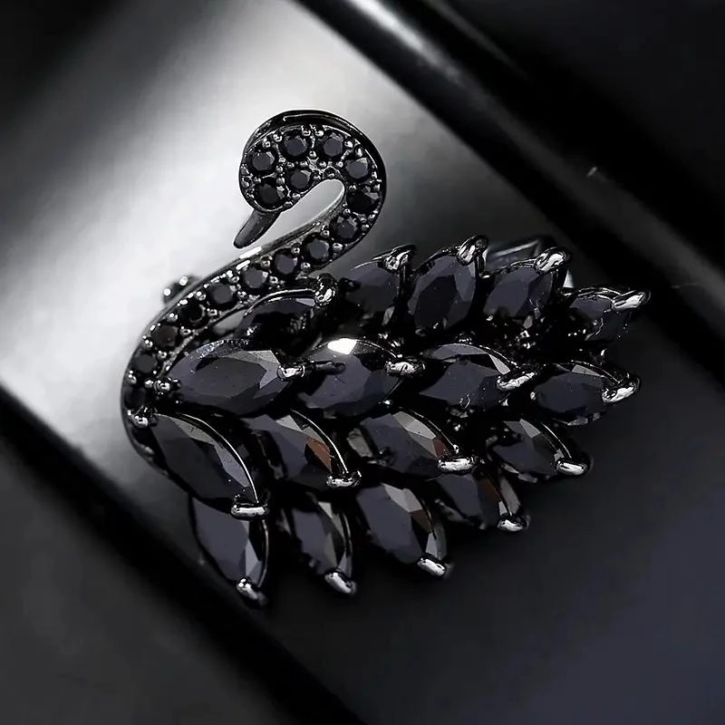 ARETES ELEGANTES CON DISEÑO DE CISNE EN COLOR NEGRO PARA MUJER - 3