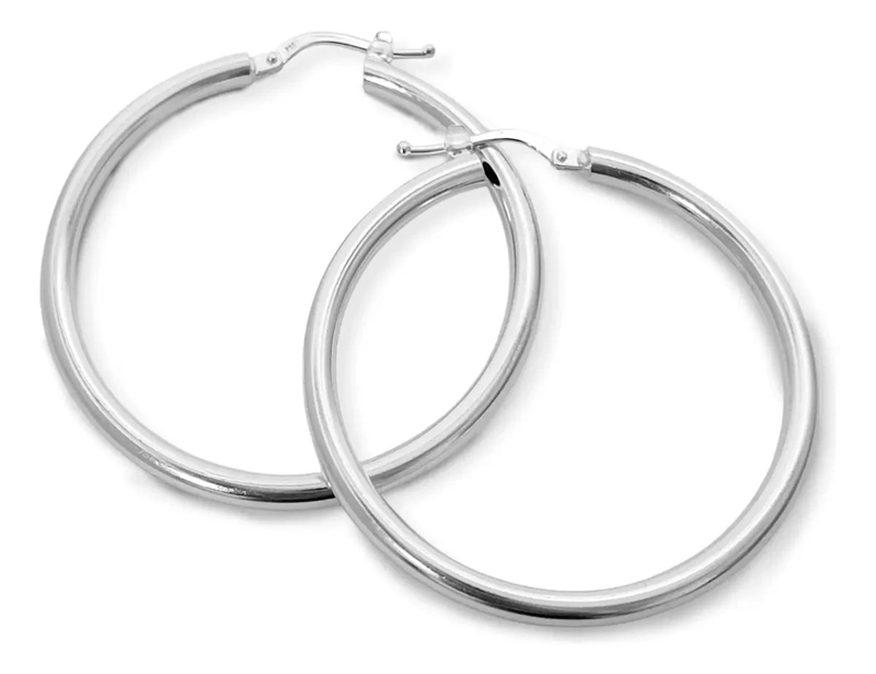 AROS ARGOLLAS REDONDAS DE 30 MM EN PLATA FINA 925 - 1
