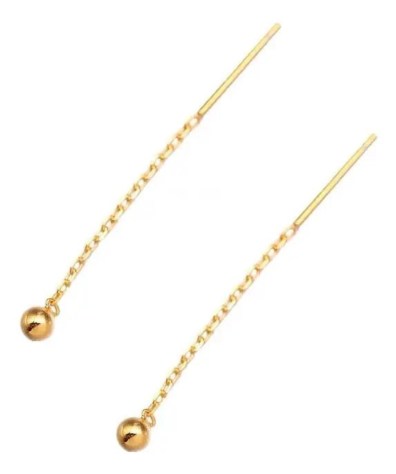 AROS LARGOS CON DISEÑO DE CADENA Y DETALLE DE PELOTITA EN ACABADO DORADO - 1