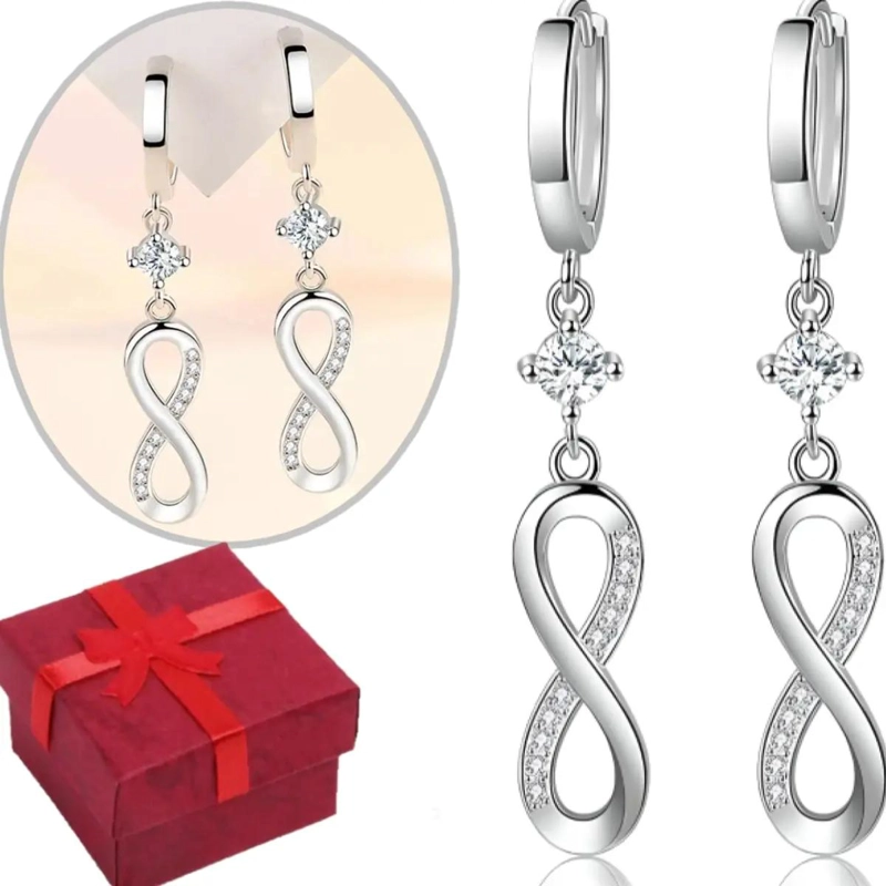 AROS DE PLATA 925 CON DISEÑO INFINITO PARA MUJER - 1